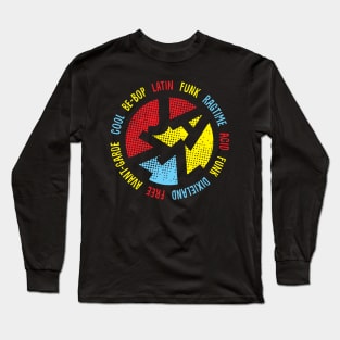 Colorful Jazz Genres Emblem Long Sleeve T-Shirt